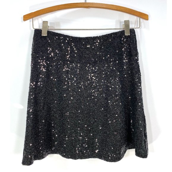 Kensie Black Sequin Stretch Mini Skirt Small - Picture 1 of 4